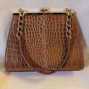 Vintage Liz Claiborne Embossed Handbag With Chain Handle